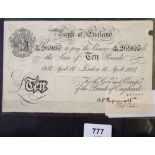 A 1930's Operation Bernhard fake £10 where fake money was dropped into Britain by the Nazi's