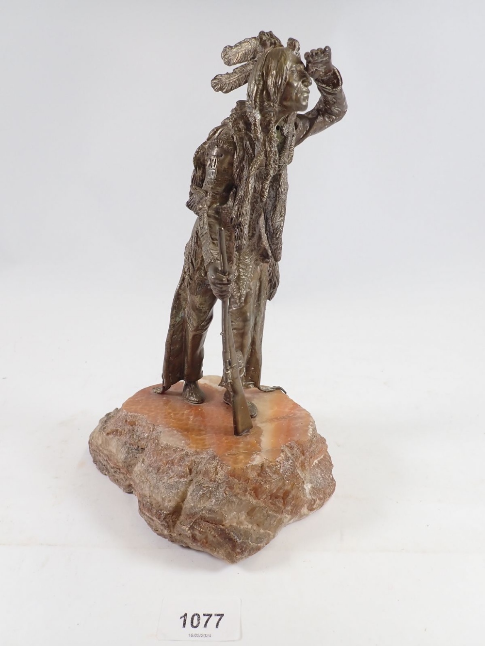 Carl Kauba - Austro Hungarian bronze of Native American Indian, 26cm tall