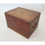 A 19th century two handled oak portable trunk, 38 x 28 x 25cm