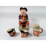 Two Doulton small character jugs, another character jug and a Melba Toby jug, tallest 19cm