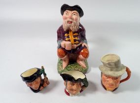 Two Doulton small character jugs, another character jug and a Melba Toby jug, tallest 19cm