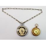 An Ingersoll Triumph pocket watch with chain plus a gold plated pocket watch