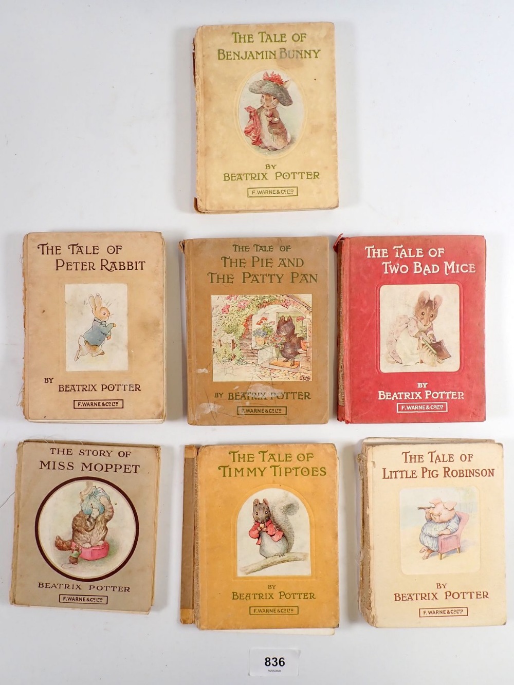 Seven Beatrix Potter early or First Edition books