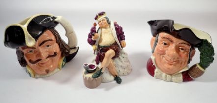 Two large Royal Doulton character jugs and a figure Old King Cole HN2217