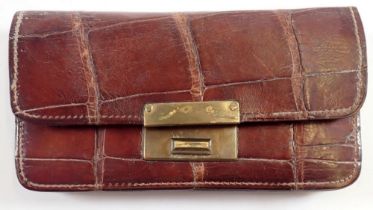 A crocodile skin vintage wallet and coin purse, 11.5 x 6cm