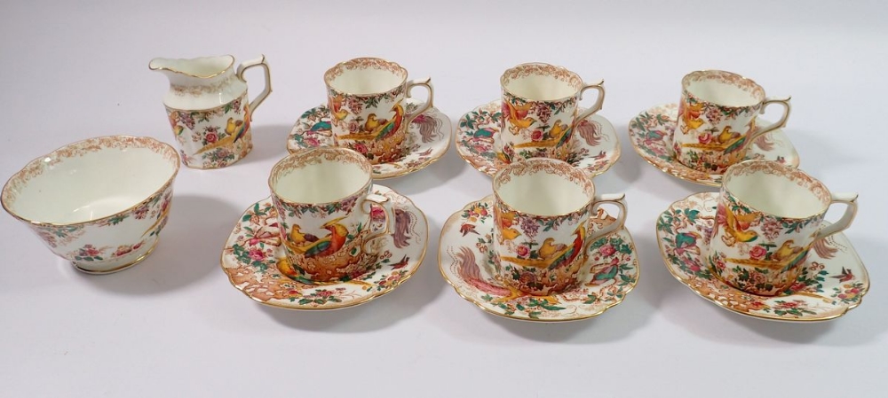 A Royal Crown Derby Olde Avesbury set of six coffee cups and saucers, jug and sugar bowl