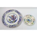 A Mason's large platter decorated bird, 32cm diameter and a small Masons Regency plate