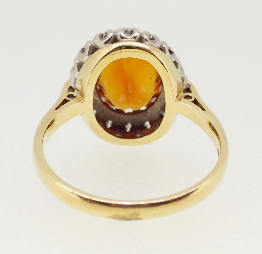 An 18 ct gold orange citrine and diamond cluster ring, 4.8g size M - Image 4 of 4