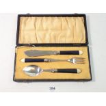 A silver plated high tea cutlery set including pickle fork, butter knife and jam spoon - boxed