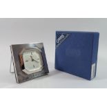 A silver cased easel clock by RJC, Sheffield 2000, 10cm square, boxed