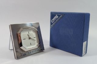A silver cased easel clock by RJC, Sheffield 2000, 10cm square, boxed