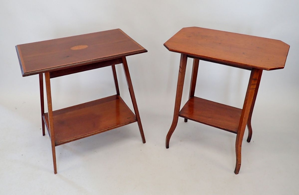 Two Edwardian mahogany occasional tables, largest 66 x 41cm