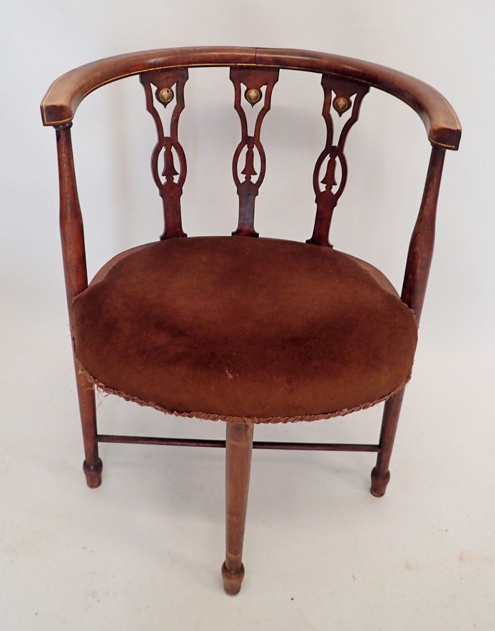 An Edwardian corner chair with painted motifs - Image 2 of 2