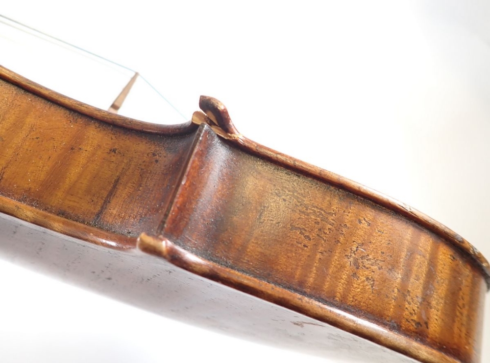 A 19th century Bohemian petite viola, 14 1/4" back and bow, cased - Image 10 of 14