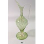 A 19th century Salviati green glass ewer, 24cm tall