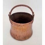A large 19th century copper coal bucket, 30cm diameter