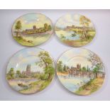 Four Royal Worcester plates painted Worcester Cathedral and Gloucester Cathedral by Telford,