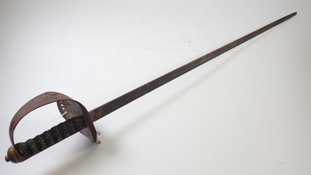 A 19th century cavalry sword with shagreen handle and pierced hilt - Image 2 of 8