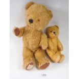 Two small vintage teddy bears, tallest 35cm