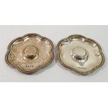 A pair of silver dishes with six lobed edges, 10cm diameter, Birmingham 1903 by S W Smith & Co, 93g