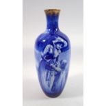 A Royal Doulton blue Faience vase painted mother and child, 22.5cm tall