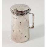 A late Georgian silver travel or military officer's shaving mug with folding handle and hinged