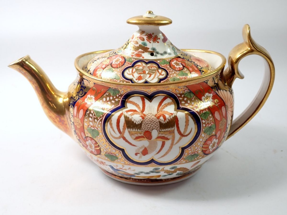 A fine early 19th century Spode tea and coffee service in the London shape, pattern No. 1291 painted - Image 4 of 18