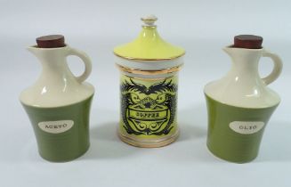 A Portmerion coffee jar by Susan Williams Ellis and Swedish oil and vinegar