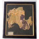 An antique Australian drawing on bark, framed 'Elders with Sacred Snake' 'Arnhem Land' 20 x 22cm