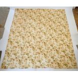 A late Victorian hand stitched Durham quilt with floral yellow and green fabric and plain gold