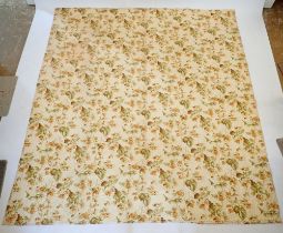 A late Victorian hand stitched Durham quilt with floral yellow and green fabric and plain gold