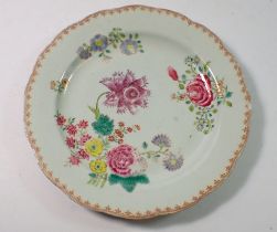 An early Qing dynasty Chinese export famille rose plate painted flowers, 23cm diameter