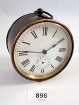 A drum clock with French movement and alarm with key