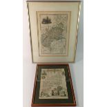 Two 19th century maps of Gloucestershire, Pigot 35 x 23cm and Moule 27 x 20cm