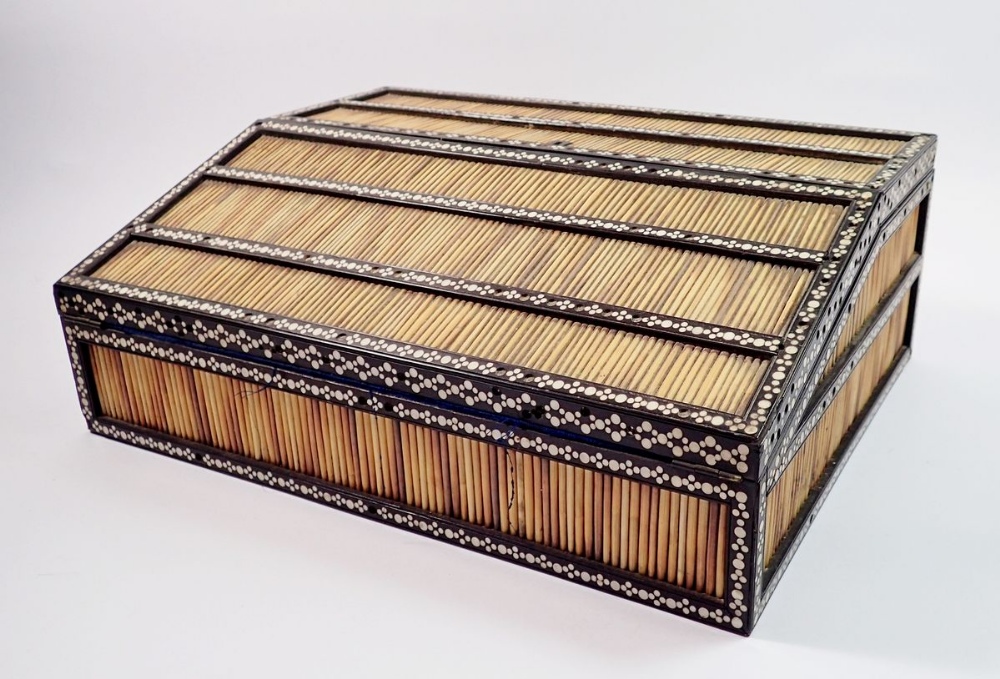 A 19th century Anglo Indian porcupine quill writing slope, the fully fitted interior with red and - Image 2 of 10