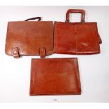 Three various vintage leather document bags