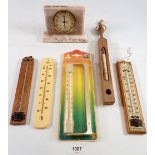 A group of six thermometers including a vintage bath water example etc.