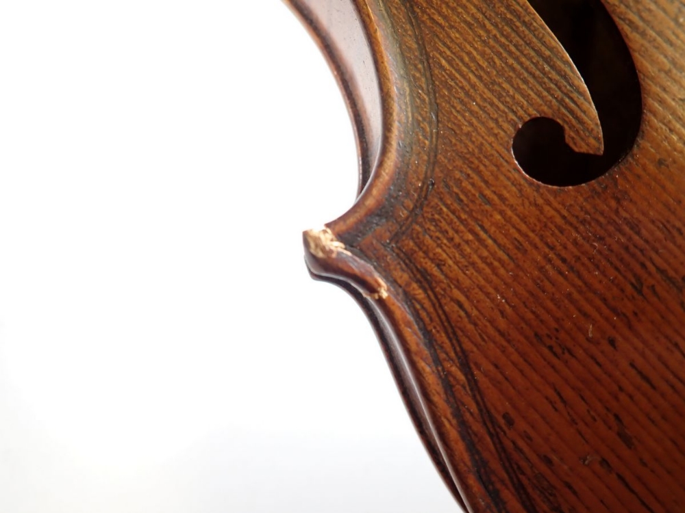 A 19th century Bohemian petite viola, 14 1/4" back and bow, cased - Image 9 of 14
