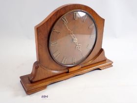 A vintage walnut Smiths mantel clock, 29.5cm wide