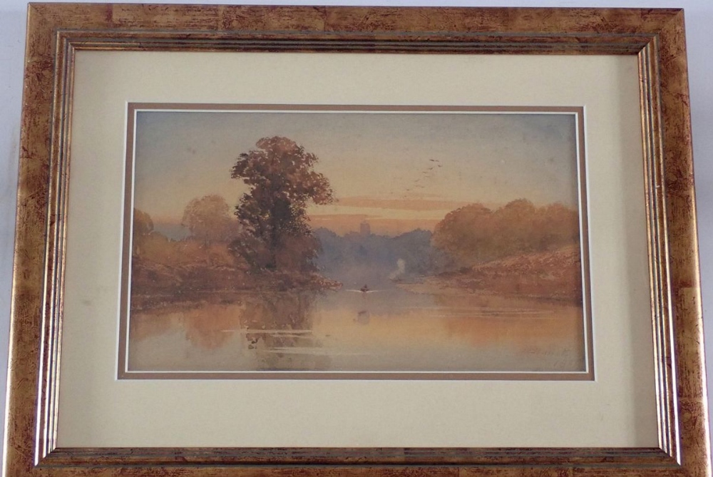 William Bennett - watercolour of river scene, 19 x 31cm