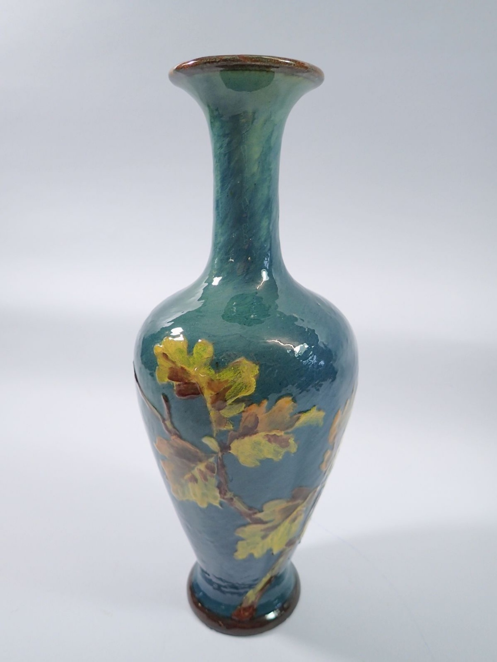 A Doulton Impasto vase painted oak leaves, 28cm tall by Lizzie Haughton - Image 2 of 3