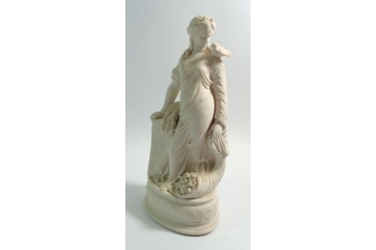 A Parian figure of classical woman with dove, 34cm - Image 1 of 2