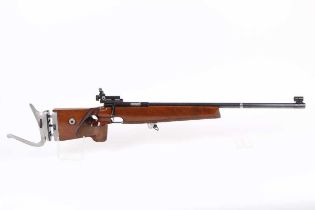 Ⓕ (S1) .22 Anschutz Model 1413 Supermatch 54 bolt-action target rifle, 27 ins heavy barrel,