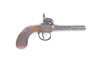 (S58) 50 bore English percussion pocket pistol by Wilson, 3 ins turn-off barrel (London proof