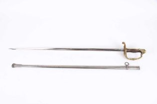 French 1882 Pattern infantry officer's sword, 32 ins epée blade with offset fullers, with later