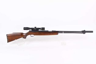 .22 Weihrauch HW77 underlever air rifle, moderated barrel, blade foresight, mounted 4x32 Nikko