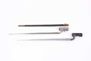 1853 Pattern socket bayonet with scabbard, together with one other socket bayonet (2)