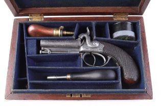 (S58) 150 bore Double Percussion Pocket Pistol by Chas. Osborne, with 2½ ins barrels, the top rib