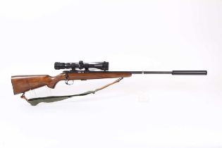 Ⓕ (S1) .22 CZ 452-2E bolt-action rifle, 21 ins screw cut barrel with moderator, 5-shot magazine, 3-