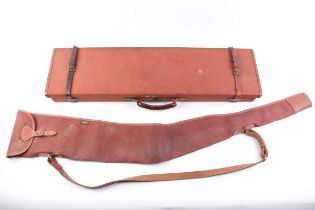 A good Brady canvas and leather gun case with interior fitted for 29-31 ins barrels, Gallyon &
